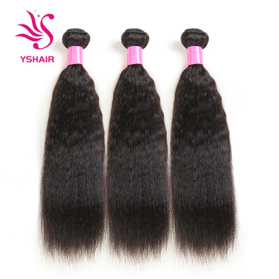 

YS HAIR Kinky Straight Hair Wave Hair ExtensionWeft 100 Peruvian Virgin Remy Human Hair with Unprocessed Natural Black Color