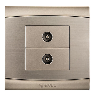 

Bull BULL switch socket G19 series two TV socket 86 type panel G19T233 metal wire drawing panel champagne gold
