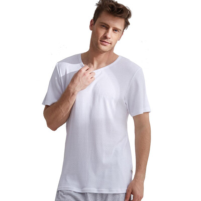 

Qili Qirui пижамы домашний сервис мужской короткий рукав дышащий хлопок футболка нижнее пальто QW53548 белый M