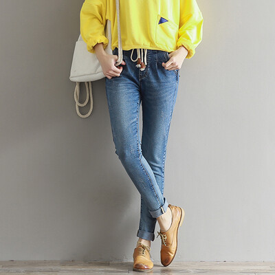 

CITYPLUS Сенат Loose Waistband Повседневное искусство Harlan Foot Jeans Women CWKN16Q459 Светло-голубой 29