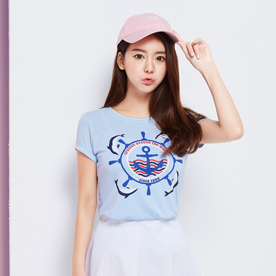 

Semir футболка с короткими рукавами футболка женская летняя одежда нижняя рубашка шею трехмерная печать 10215000550 ice blue M