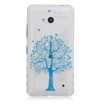 

Синий дерево шаблон Мягкий чехол тонкий ТПУ резиновый силиконовый гель чехол для Microsoft Lumia 640