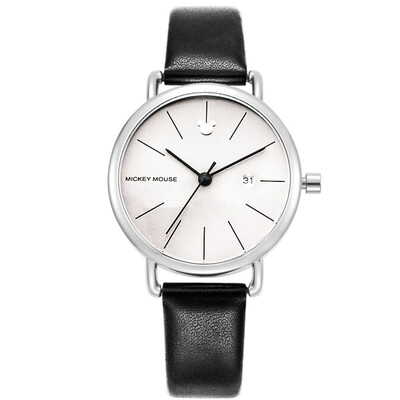 

Disney children's watch Korean simple fashion black trumpet ultra-thin quartz watch men and women waterproof couple table student leather date electronic watch 13002B2
