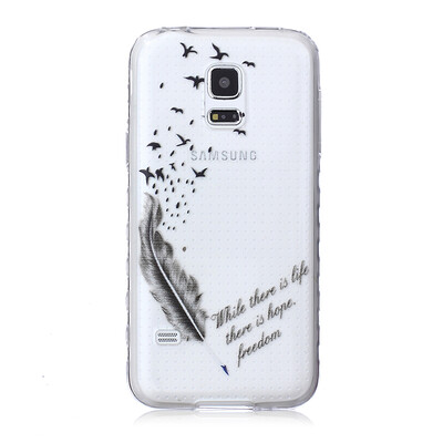 

Feathers&birds Pattern Soft Thin TPU Rubber Silicone Gel Case Cover for SAMSUNG GALAXY S5 Mini