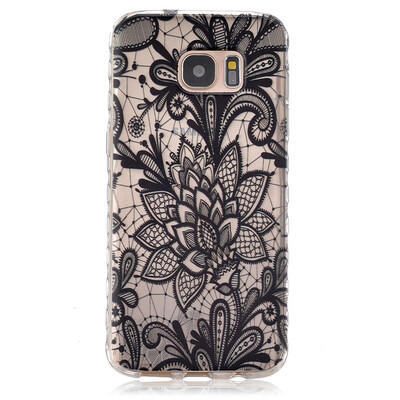 

Black Rose Pattern Soft Thin TPU Rubber Silicone Gel Case Cover for SAMSUNG GALAXY S7 Edge