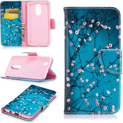 

Plum blossom Design PU Leather Flip Cover Wallet Card Holder Case for LG K8 2017