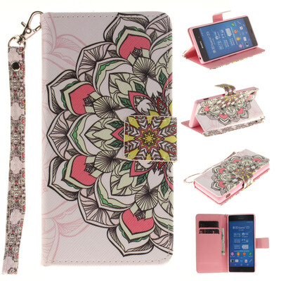 

Multilateral flowers Design PU Leather Flip Cover Wallet Card Holder Case for SONY Xperia Z3