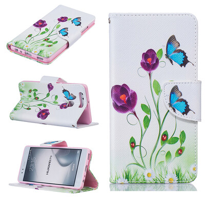 

Blue butterfly Design PU Leather Flip Cover Wallet Card Holder Case for HUAWEI P9
