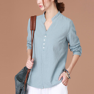

CITYPLUS Arts Fan Li collar wild primer shirt loose long-sleeved shirt CWCC172473 pink L