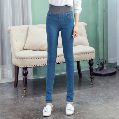 

VIVAHEART вскользь мода высокой талии джинсы освобождают талии ковбойские брюки тонкие брюки раздела VWKN173342 светло-голубой 27