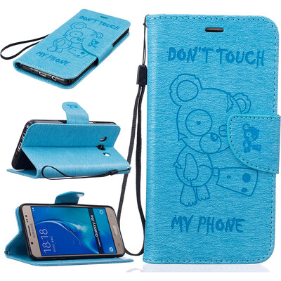 

Light Blue Bear выбитый PU кожаный бумажник чехол Классический откидная крышка с подставкой Функция и слот кредитной карты для Sam