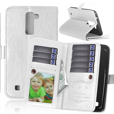 

White Style Classic Flip Cover with Stand Function and Credit Card Slot for LG K10