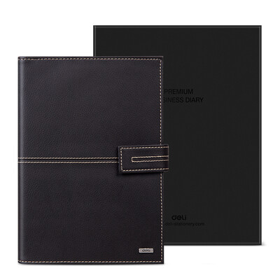 

Deli) 3158 hardcover office live leather skin / this notebook manual (label ruler calendar pocket) 25K / 97 page brown