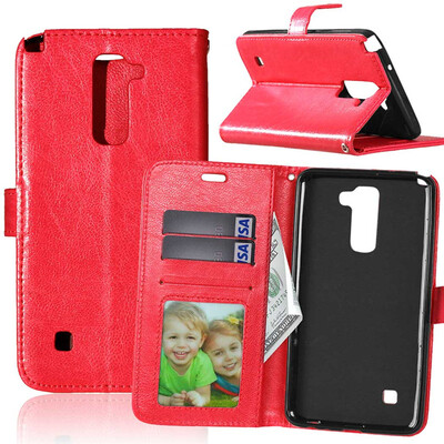 

Red Style Classic Flip Cover with Stand Function and Credit Card Slot for LG Stylus 2/LG Stylo 2/LS775