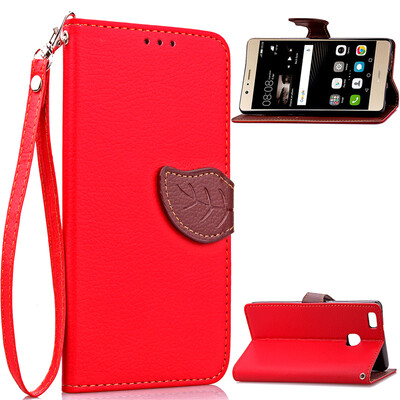 

Red Design PU Leather Flip Cover Wallet Card Holder Case for Huawei P9G9 Lite