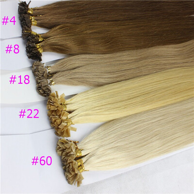 

1g/s 100g Human Remy Hair Ash Brown Platinum Blonde Straight Custom Capsule Keratin U-tip or Flat-tip Human Hair Extensions