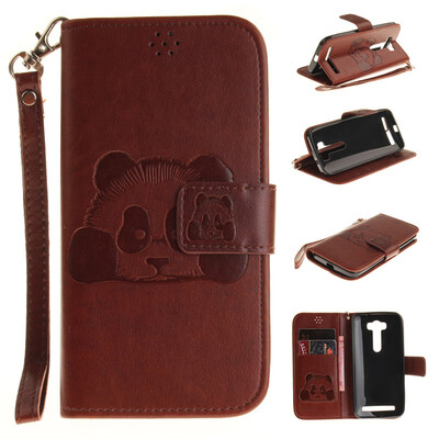 

Коричневый Panda Стиль Тиснение Классический откидная крышка с подставкой Функция и слот кредитной карты для ASUS ZenFone 2 Laser ZE500KL