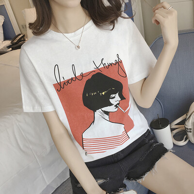 

VIVAHEART Korean version of the individual girls short sleeve T shirt printing wild coat VWTD173440 white M