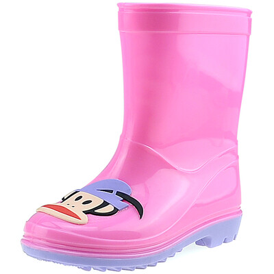 

PaulFrank mouth monkey rain boots in the tube waterproof plastic shoes sets of shoes children men&women baby fashion boots PF1011 pink 26 yards
