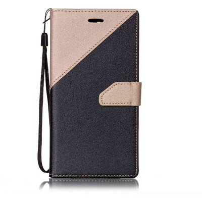 

Black + earthly gold Design PU Leather Wallet Case Classic Flip Cover with Stand Function and Credit Card Slot for HUAWEI Y6 II