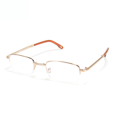 

Father LaoYeZi high-definition optical resin folding portable men&39s reading glasses metal half-frame old light aging glasses 7016 gold single light 300 degrees