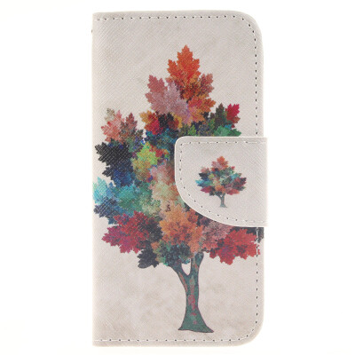 

Colorful tree Design PU Leather Flip Cover Wallet Card Holder Case for IPHONE 5C