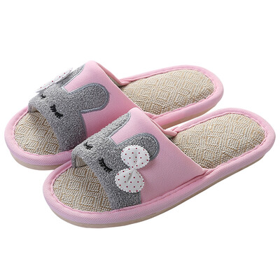 

[Jingdong supermarket] set pure JICHUN slippers linen slippers breathable non-slip couples home drag women pink 39-40 yards (for 37-38 yards) 17003