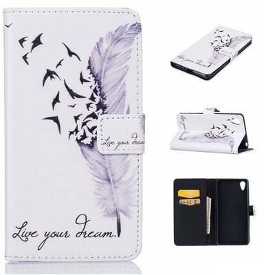 

Plumes Design PU Leather Flip Cover Wallet Card Holder Case for SONY Xperia X Performance