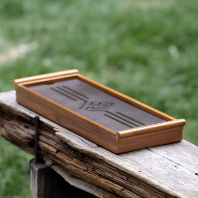 

Black Tabletop Chinese Gongfu Tea Serving Bamboo Table Water Drip Tray 39x13cm