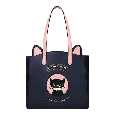 

Muyu muyu original female bag cartoon personality fashion mother bag shoulder Messenger large capacity handbag meow star blue 30433