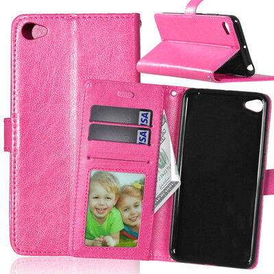 

Rose red Style Classic Flip Cover with Stand Function and Credit Card Slot for Lenovo S90