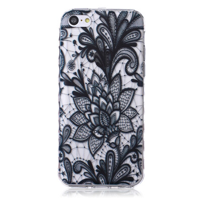 

Black Rose Pattern Soft Thin TPU Rubber Silicone Gel Case Cover for IPHONE 5C