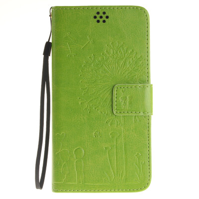 

Green Lovers and Dandelion Style Embossing Classic Flip Cover with Stand Function and Credit Card Slot for SAMSUNG Galaxy J1 2016/J120F