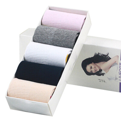 

Langsha носки женские хлопчатобумажные спортивные носки с двойной иглой тонкие носки для лодки 5 пар смешанной однородной формы