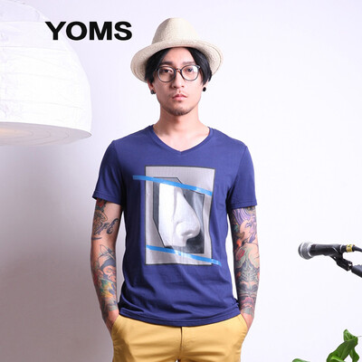 

Отлично Морзе (YOMS) штраф хлопка с коротким рукавом футболки мужские бизнес случайный рубашка с короткими рукавами печати мужской 52,226,161 темно-синий M