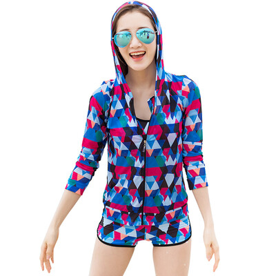 

Sanqi (SANQI) swimsuit ladies jacket sunscreen clothes outside the bikini bikini long-sleeved beach beach blouse 17019 red XL code