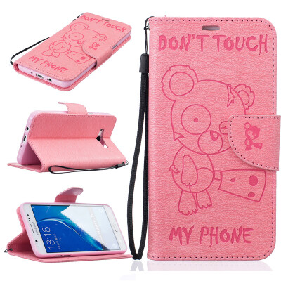 

Pink Bear Embossed PU Leather Wallet Case Classic Flip Cover with Stand Function and Credit Card Slot for Samsung Galaxy J7 2016S