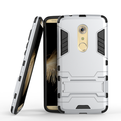 

Серебряный Slim Robot Armor Kickstand Ударопрочный жесткий корпус из прочной резины для ZTE AXON 7