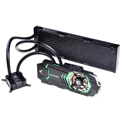 

ID-COOLING Hunter Duet Ⅱ-G с интегрированным водяным охлаждением CPU + GPU двухсторонний радиатор с полной 360-дюймовой черно-зеленой версией без вентилятора