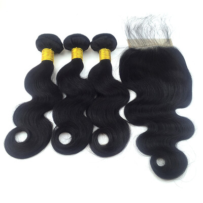 

8A Unpressed Peruvian Virgin Hair with Closure Peruvian Virgin Hair Body Wave with Lace Closure 3 Bundles with Closure