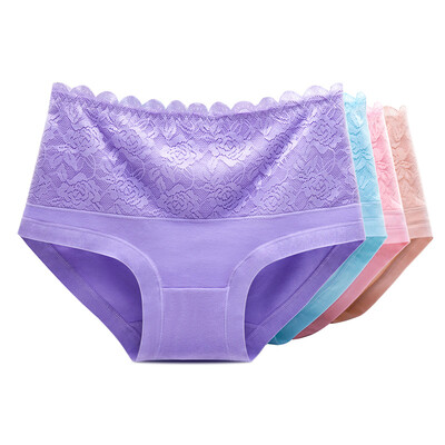 

Jingdong supermarket beauty Ya Ya Ting underwear waist lace cotton crotch underwear female 4 loaded sky blue light purple shrimp powder color XXL code