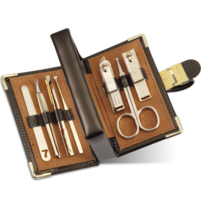 

[Jingdong supermarket] 777 nail knives set nail clippers repair beauty care package 7 sets of NTS-6201G Mocha brown (import)