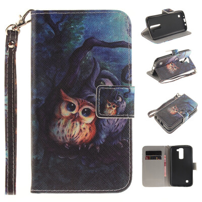 

Картина маслом Сова Дизайн Кожа PU откидная крышка бумажника карты держатель чехол для LG K7