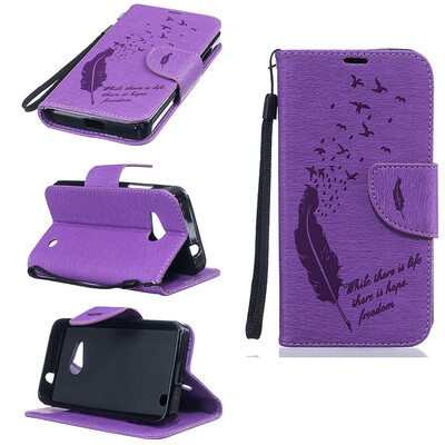 

Фиолетовые перья и перья Стиль Тиснение Классическая флип-обложка с функцией подставки и слотом для кредитных карт для Microsoft Lumia N550