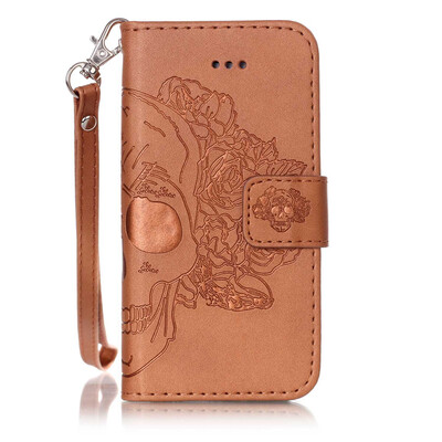 

Brown Skull Design PU Leather Flip Cover Wallet Card Holder Case for IPHONE 6PLUS