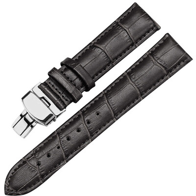 

New Genuine Calf Leather Watch Band Strap Bracelet Stainless steel Clasp 18MM 240179