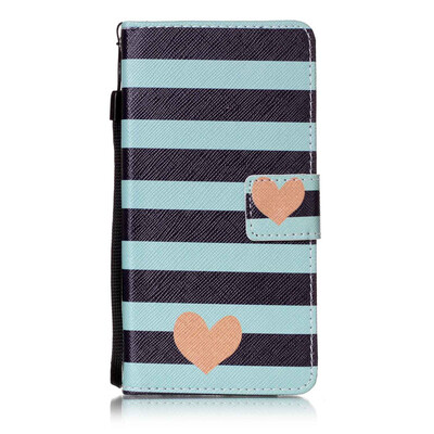 

Blue Stripes Design PU Leather Flip Cover Wallet Card Holder Case for Huawei P9 Lite/G9