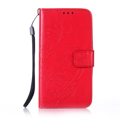 

Red Flower Design PU Leather Flip Cover Wallet Card Holder Case for HUAWEI Y625