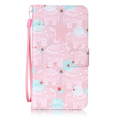 

Pink Elephant Design PU Leather Flip Cover Wallet Card Holder Case for Sony Xperia XZ