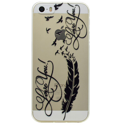 

LOVE Перья Pattern Мягкий Тонкий TPU Резиновый Силиконовый гель Чехол для IPHONE 5/5S/5SE